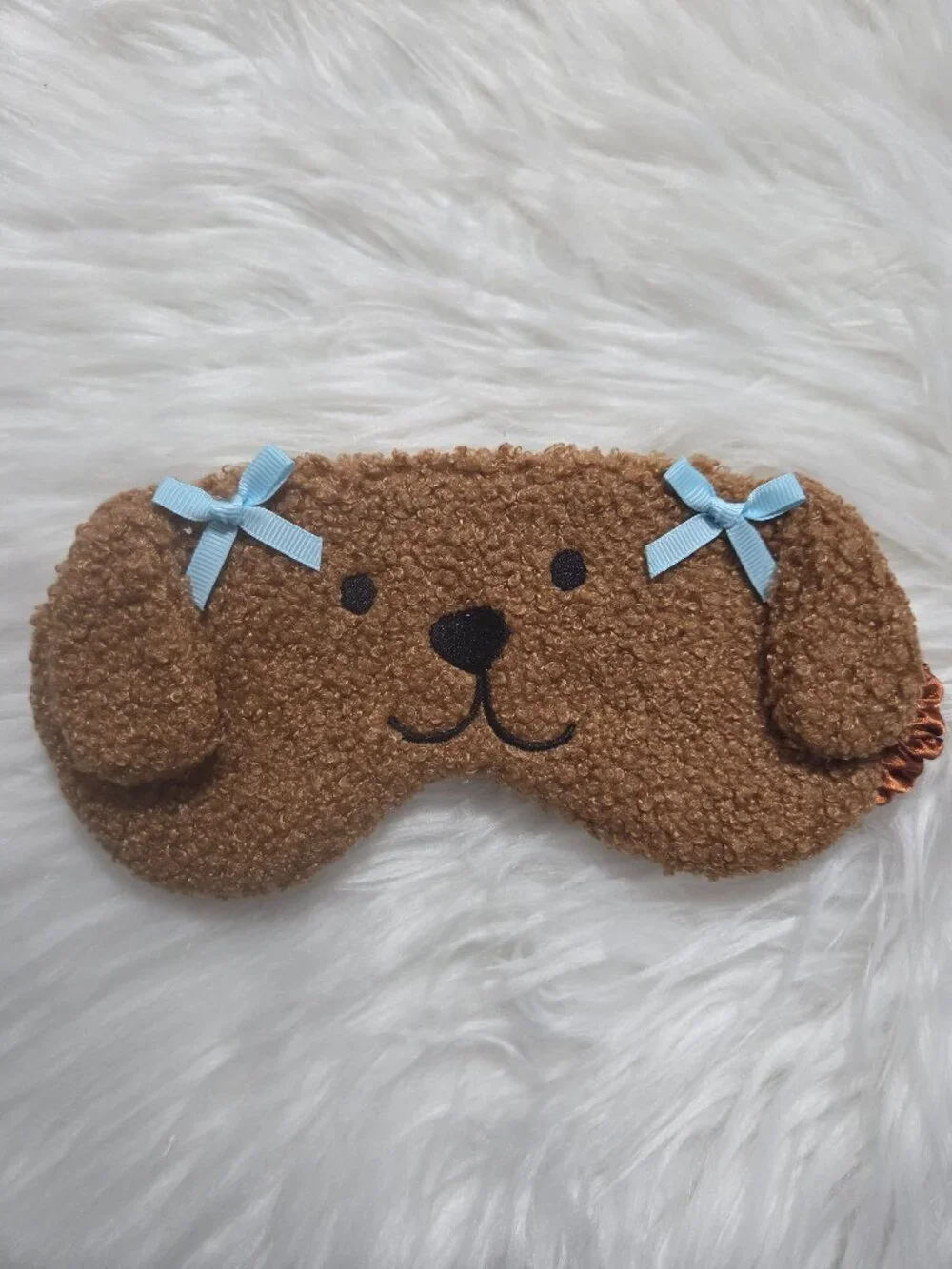 Brown Fuzzy Dog Sleep Mask